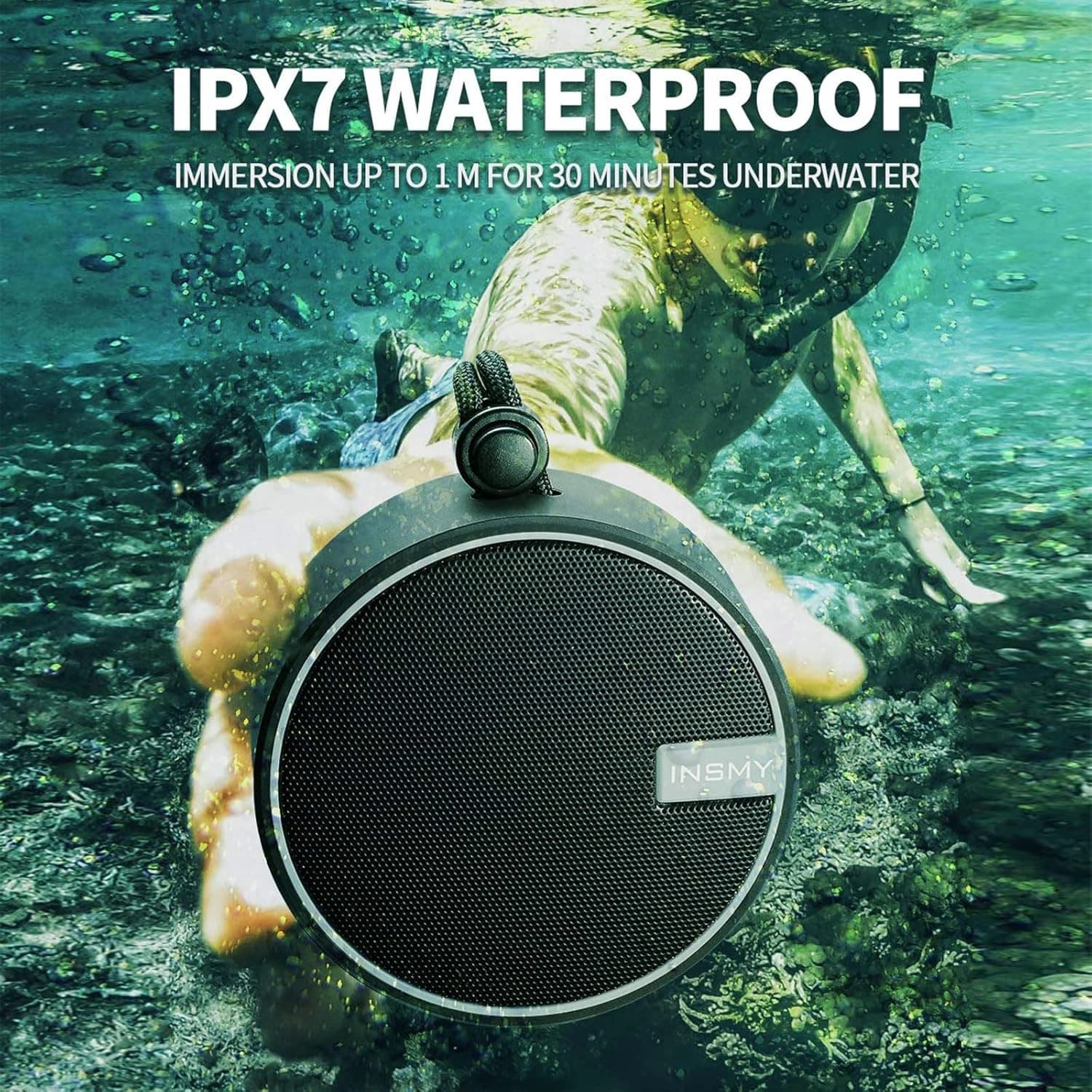 Waterproof Bluetooth speaker for sauna, IPX7 rated for music and meditation audio